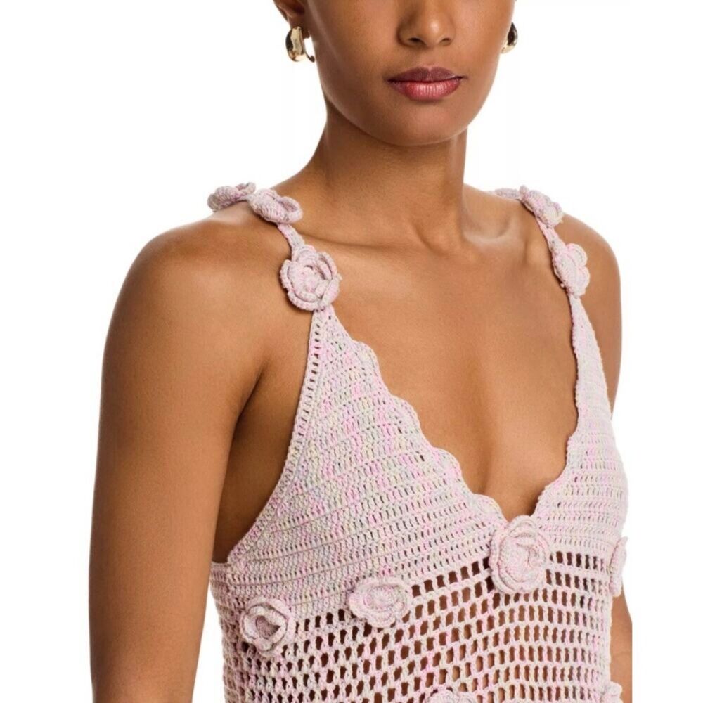 Blank NYC Twinkle Toes Crochet Knit Floral Applique Tank M